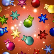 New year pattern with Christmas tree toys Ball and star