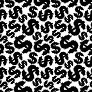 Black dollar signs seamless pattern black and white geometric