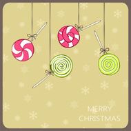 Christmas vintage card with lollipops Vector