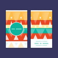 Vector vibrant ikat stripes vertical round frame pattern business cards N3