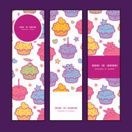 Vector colorful cupcake party vertical banners set pattern background