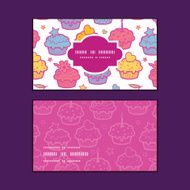 Vector colorful cupcake party horizontal frame pattern business cards set