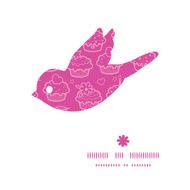 Vector colorful cupcake party bird silhouette pattern frame N2