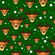 DeerXmasPatternBackgroundVectorGreen