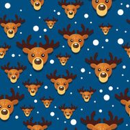 DeerXmasPatternBackgroundVectorBlue N2