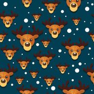 DeerXmasPatternBackgroundVectorBlack