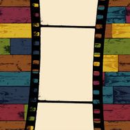 Film strip on colorful seamless wooden background Vector EPS10