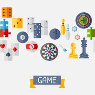 Seamless pattern with game icons in flat design style N6