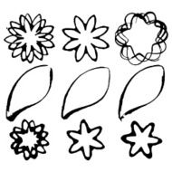 Set of grunge flower shapes Design elements Vector watercolor