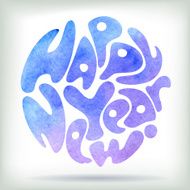 Watercolor Happy New Year card