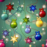 New year pattern with Christmas tree toys Beads garland