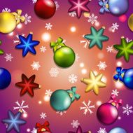 New year pattern with Christmas tree toys Ball and star N2