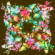 Watercolor flowers Roses lilies and orchids Vintage style N4