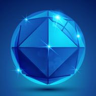 Colorful pixilated 3d sphere with sparkles made triangles