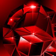 Plastic pixilated backdrop with glossy 3d spherical object