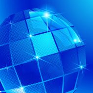 Plastic pixilated backdrop with glossy 3d spherical object N2