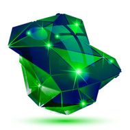 Plastic pixilated 3d shiny object isolated on white background N3