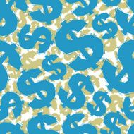Blue dollar signs seamless pattern geometric contemporary style