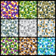 Squared blocks with bright geometric colorful triangles