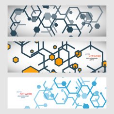 Set abstract modern pattern of hexagons circuits N5