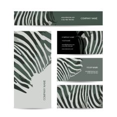 Set of abstract creative business cards zebra print design N2