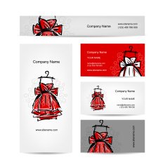 Business cards design red dress N2