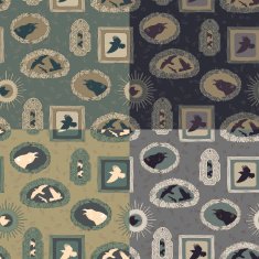 Set of 4 seamless textures with crows N2