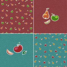 Set of 4 seamless textures with fruits N2