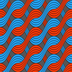 Red and blue embossed interlocking wavy lines N2