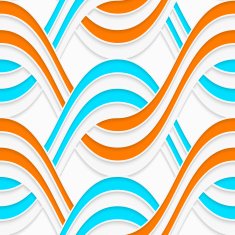 White embossed interlocking waves with blue and orange N2