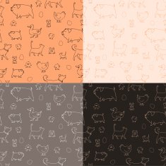 Set of 4 seamless texture with animals and eggs N2