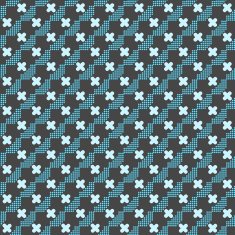 Colored geometrical pattern with blue cross shapes and dots N2