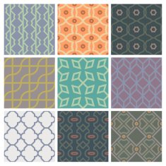 Set of 9 retro and modern style seamless patterns set 1