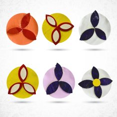 Round vintage decorative flower elements Handmade