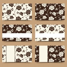 Business cards with brown and white floral pattern Vector illustration N2