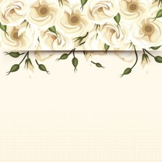Card with white lisianthus flowers Vector eps-10 N2