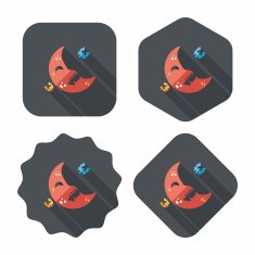 Halloween moon flat icon with long shadow eps10 N17
