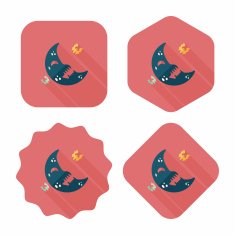 Halloween moon flat icon with long shadow eps10 N19