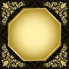 black vintage vector card with gold decorations