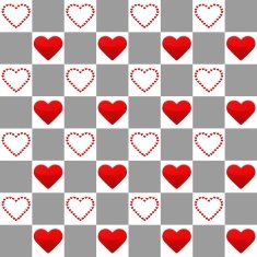 Seamless pattern with one big and many small red hearts N2