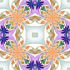 Fabulous symmetrical pattern of the petals Blue and beige palette N2