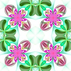 Symmetrical pattern of the flower petals Green and purple palette N3