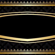 black ornamental background with golden decorations - vector