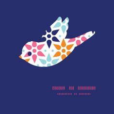 Vector abstract colorful stars bird silhouette pattern frame N2