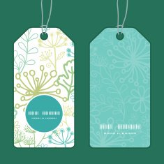 Vector mysterious green garden vertical round frame pattern tags set N2