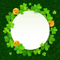 Green clovers and golden coins Saint Patricks Day frame