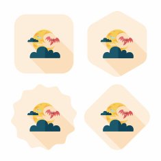 Halloween moon flat icon with long shadow eps10 N23