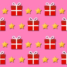 Seamless pattern Giftbox and stars symbols
