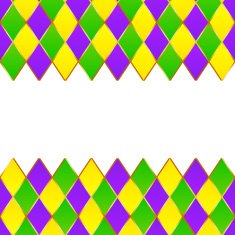 Green purple yellow grid Mardi gras frame