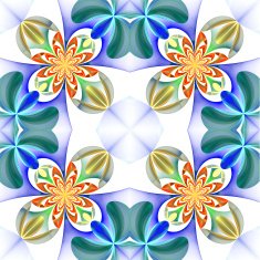 Symmetrical pattern of the flower petals Blue and orange palette N3